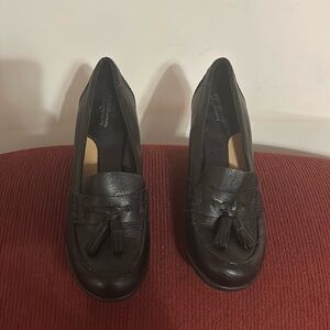 Croft & Barrow sole (sense)ability BLK heeled loafers w/front fringe tassels